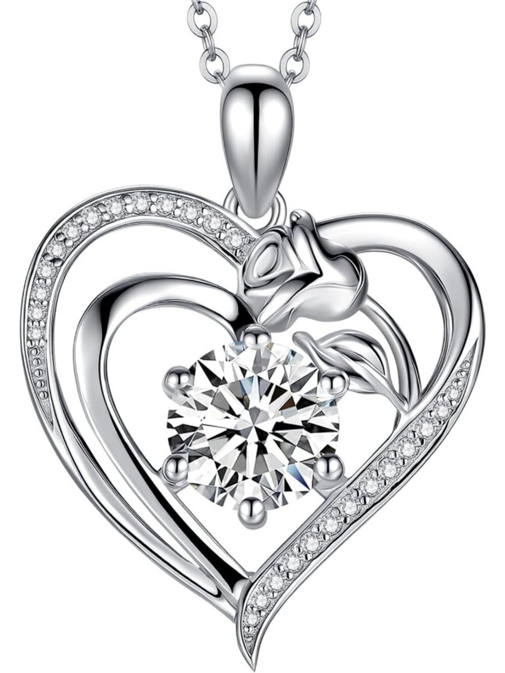 Stunning Moissanite Heart Necklace, 1-2CT Sterling Silver Pendant, Perfect Gift